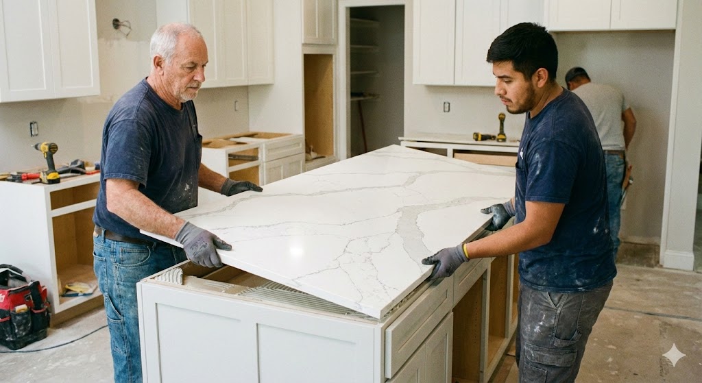 Stone countertop installation