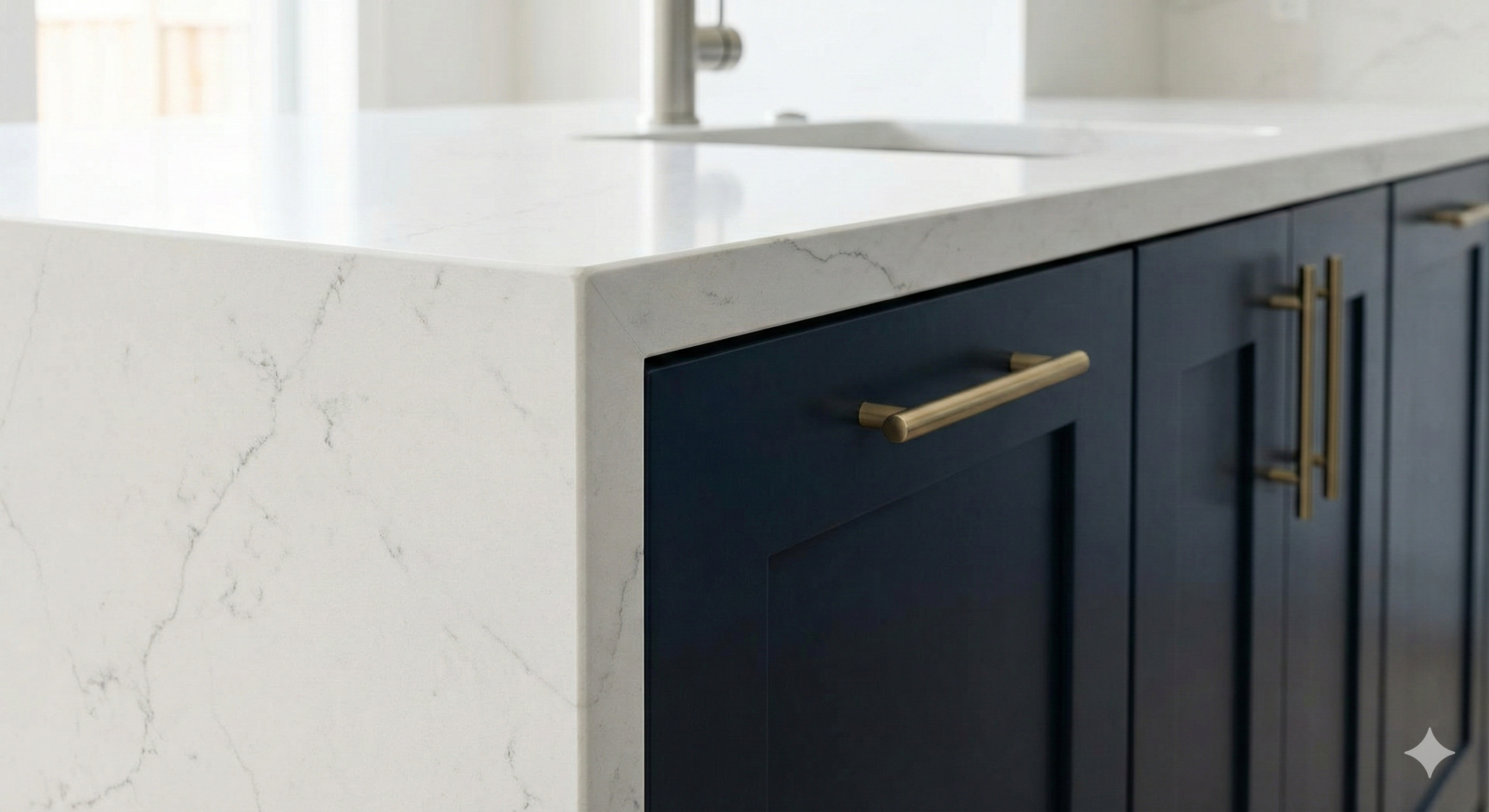 Dark modern kitchen with warm lighting